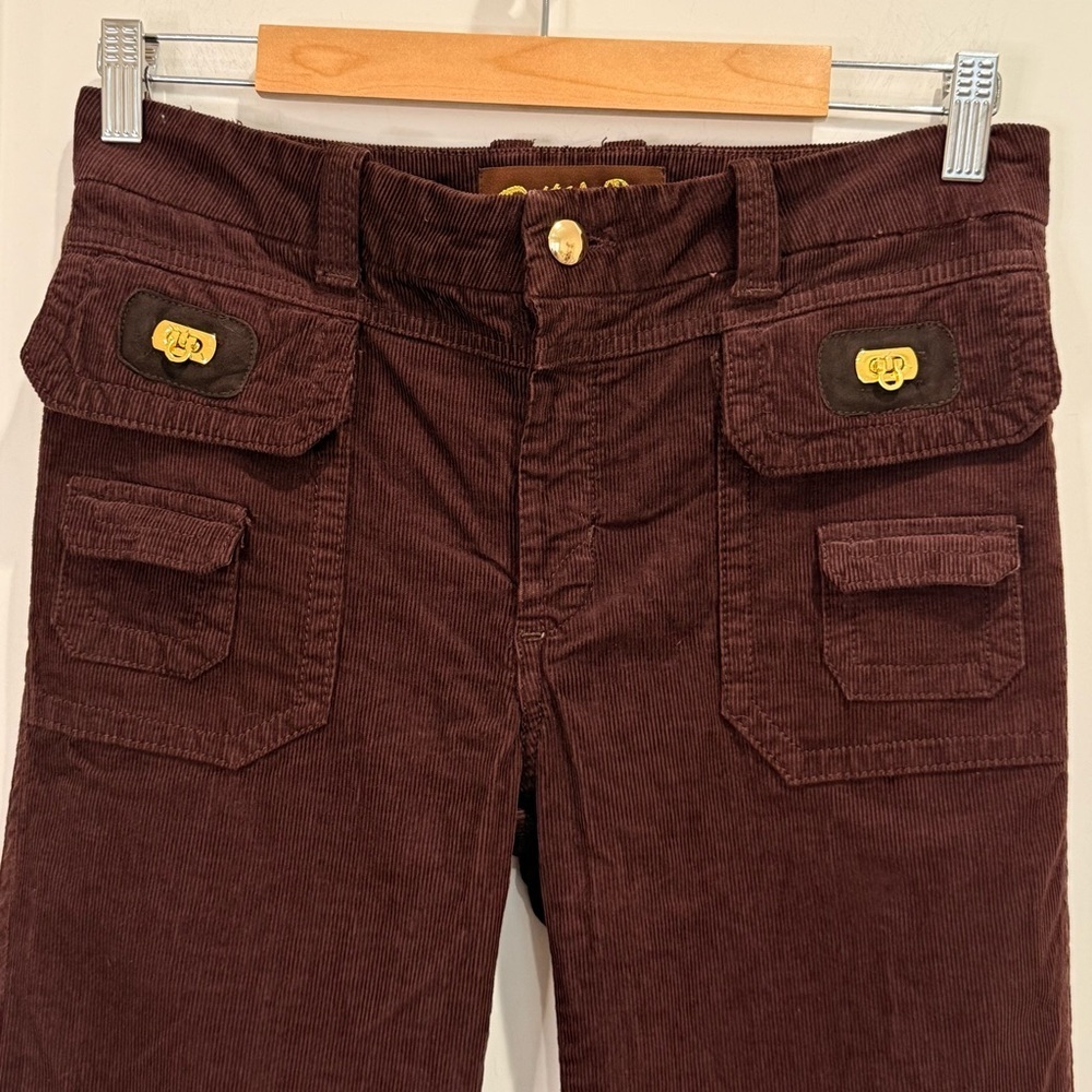 SOLD Vintage Dittos Corduroy Flare Pants Size 28 Brown Wide Leg Y2K Hippie - Picture 4 of 13